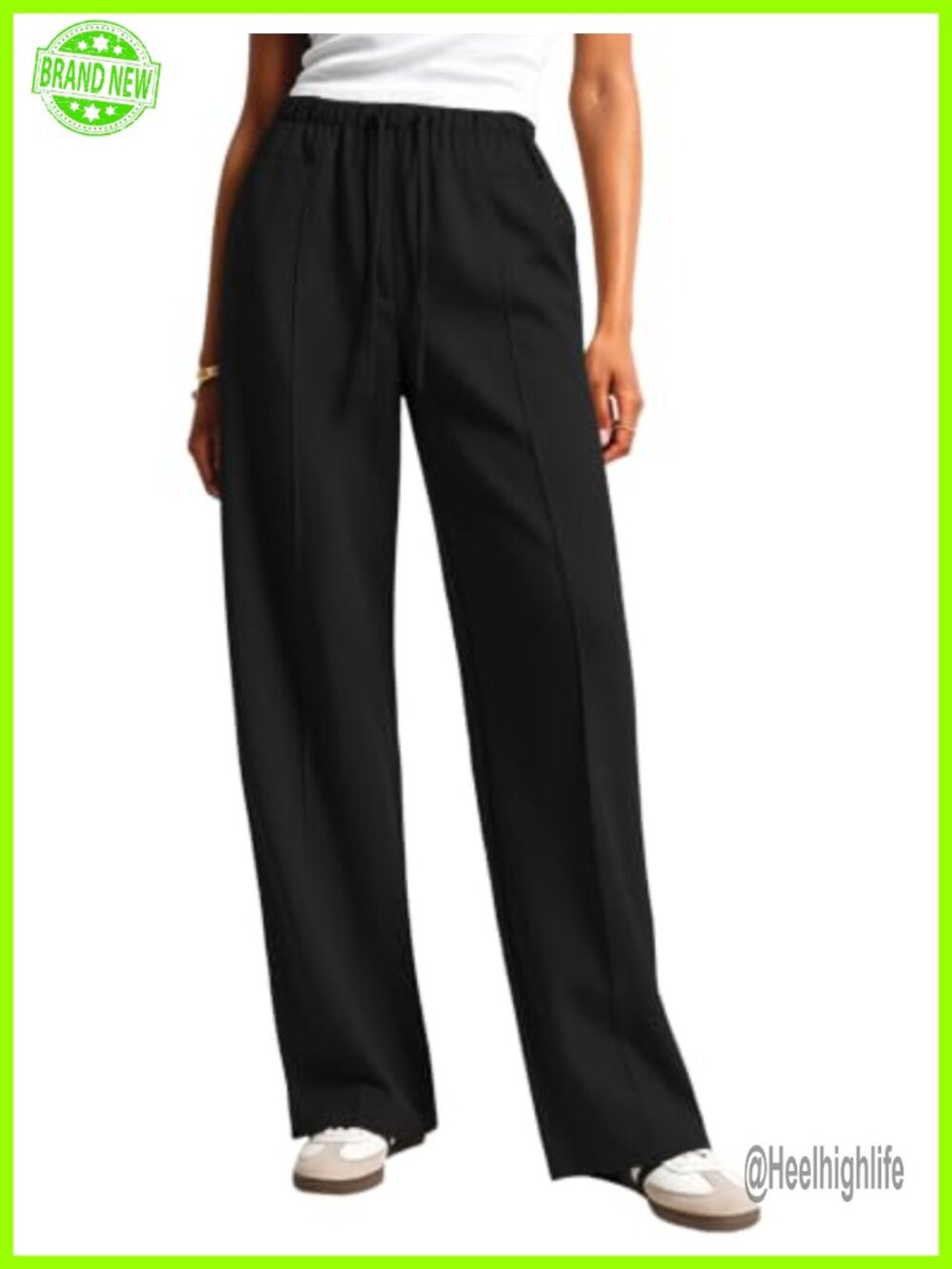 Womens Barrel Pants Wide Leg Trousers Elastic Waist Work Office